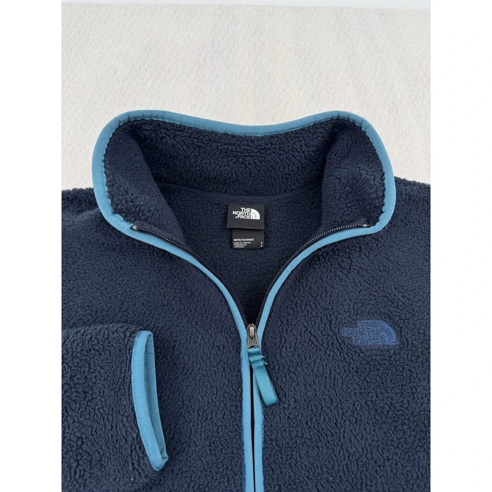 The North Face Mens S Navy Blue Sherpa Fleece Full Zip Jacket Outdoors Gorpcore